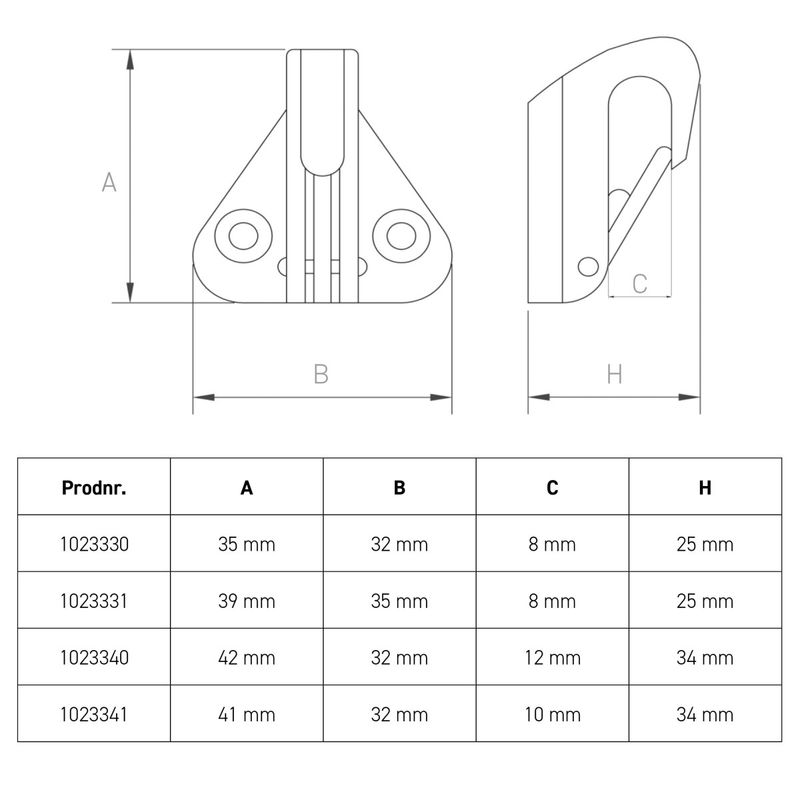 Fenderfeste m/karabinkrok standard