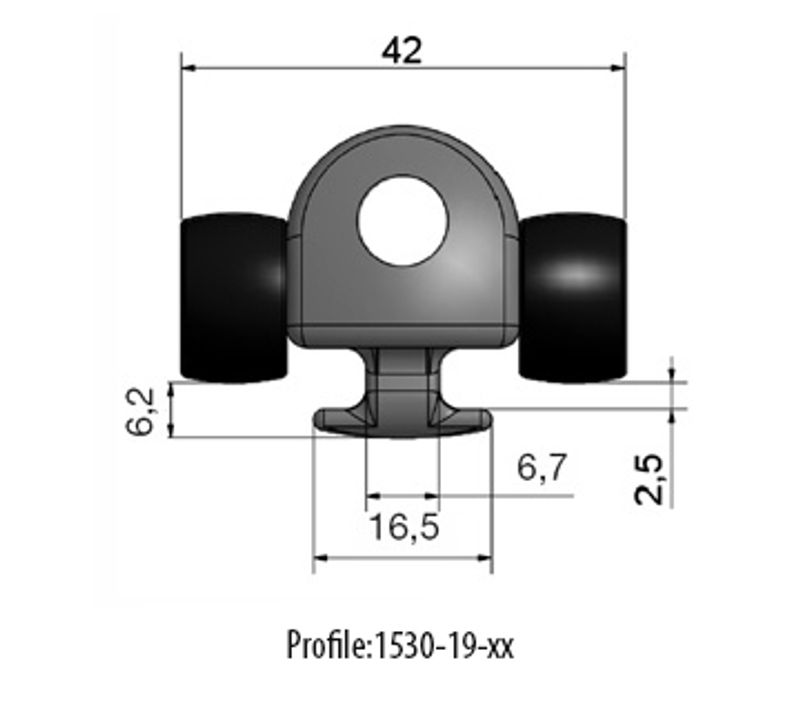 Trykkslider 19mm skrue M10
